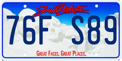 SD license plate 76FS89