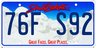 SD license plate 76FS92