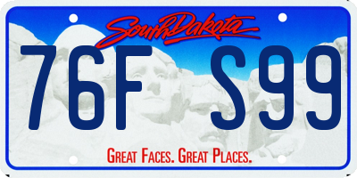 SD license plate 76FS99