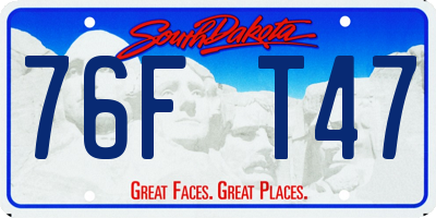 SD license plate 76FT47