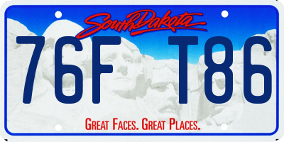 SD license plate 76FT86