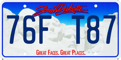 SD license plate 76FT87
