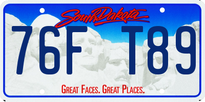 SD license plate 76FT89
