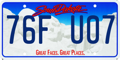 SD license plate 76FU07