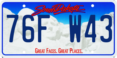SD license plate 76FW43