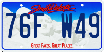 SD license plate 76FW49