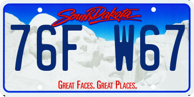 SD license plate 76FW67