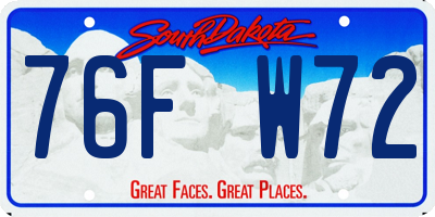 SD license plate 76FW72