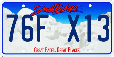 SD license plate 76FX13
