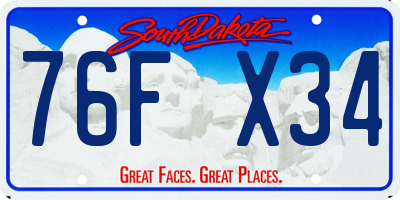 SD license plate 76FX34