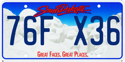 SD license plate 76FX36
