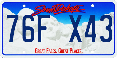 SD license plate 76FX43