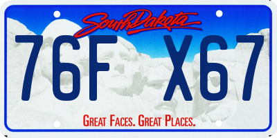 SD license plate 76FX67