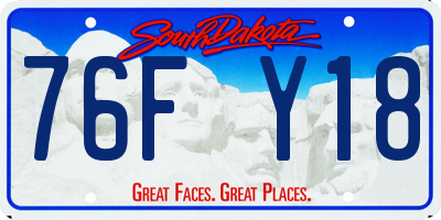 SD license plate 76FY18