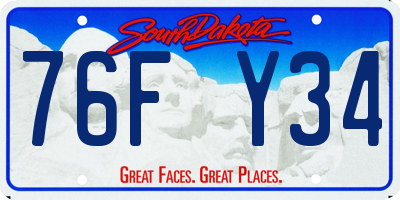 SD license plate 76FY34