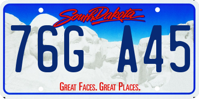 SD license plate 76GA45