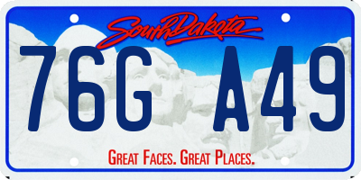 SD license plate 76GA49