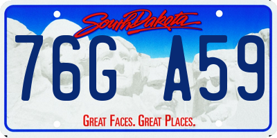 SD license plate 76GA59