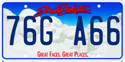 SD license plate 76GA66