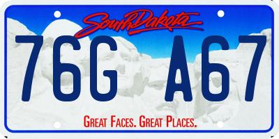 SD license plate 76GA67