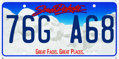 SD license plate 76GA68