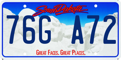 SD license plate 76GA72