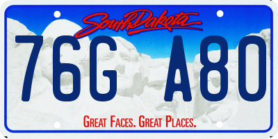 SD license plate 76GA80