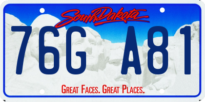 SD license plate 76GA81