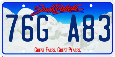 SD license plate 76GA83