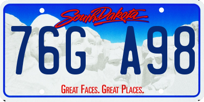 SD license plate 76GA98