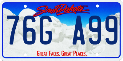 SD license plate 76GA99
