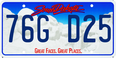 SD license plate 76GD25