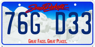 SD license plate 76GD33