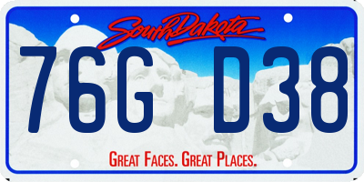 SD license plate 76GD38