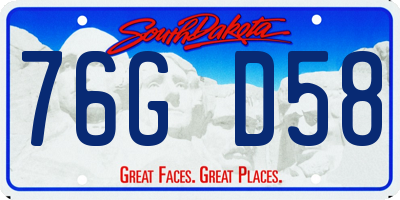 SD license plate 76GD58