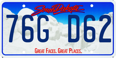 SD license plate 76GD62