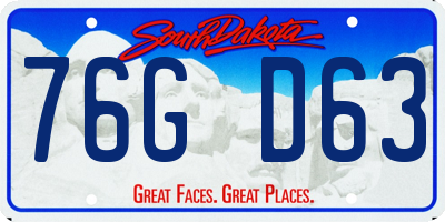 SD license plate 76GD63