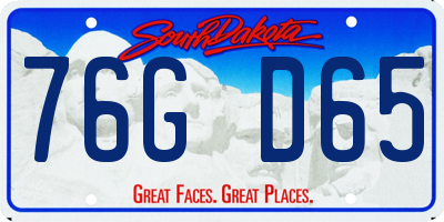 SD license plate 76GD65