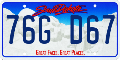 SD license plate 76GD67