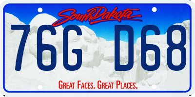 SD license plate 76GD68