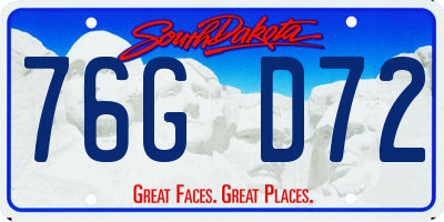 SD license plate 76GD72