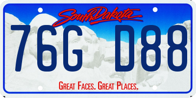 SD license plate 76GD88