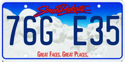SD license plate 76GE35