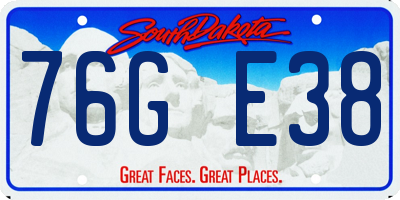SD license plate 76GE38