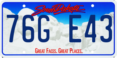 SD license plate 76GE43