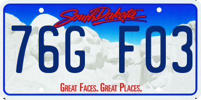 SD license plate 76GF03