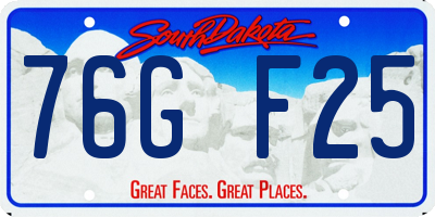 SD license plate 76GF25
