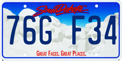 SD license plate 76GF34
