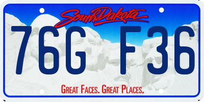 SD license plate 76GF36