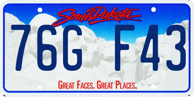 SD license plate 76GF43